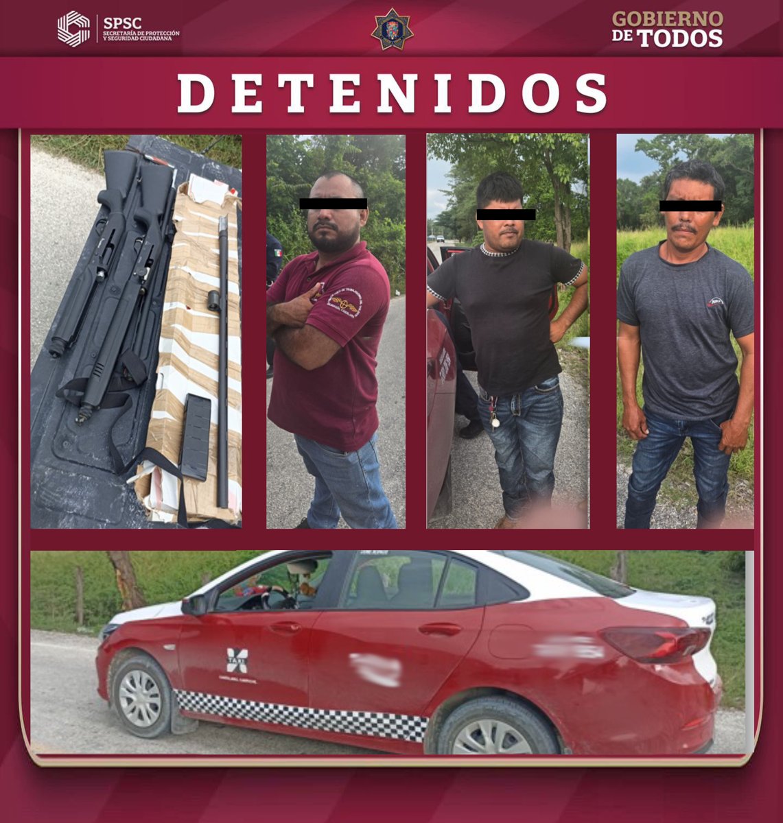 TRES DETENIDOS POR VIOLACIÓN A LA LEY FEDERAL DE ARMAS DE FUEGO Y EXPLOSIVOS EN CANDELARIA