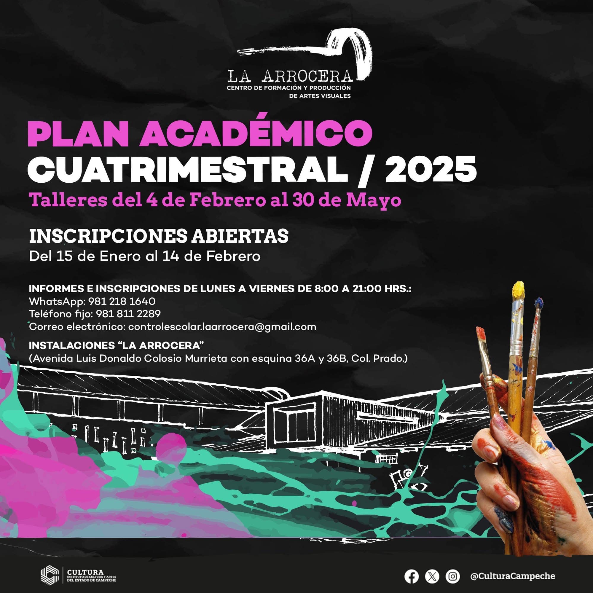 INSTITUTO DE CULTURA Y ARTES PRESENTA PROGRAMA ACADÉMICO DE LA ARROCERA, CENTRO DE FORMACIÓN Y PRODUCCIÓN DE ARTES VISUALES