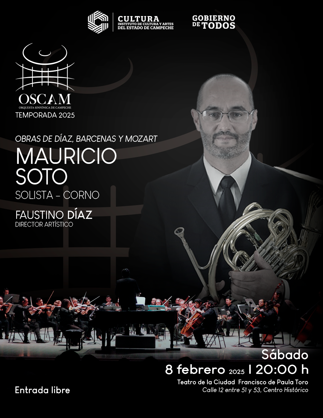 LA ORQUESTA SINFÓNICA DE CAMPECHE TENDRÁ COMO INVITADO AL MAESTRO MAURICIO SOTO EN SU SEGUNDO PROGRAMA DE TEMPORADA 2025