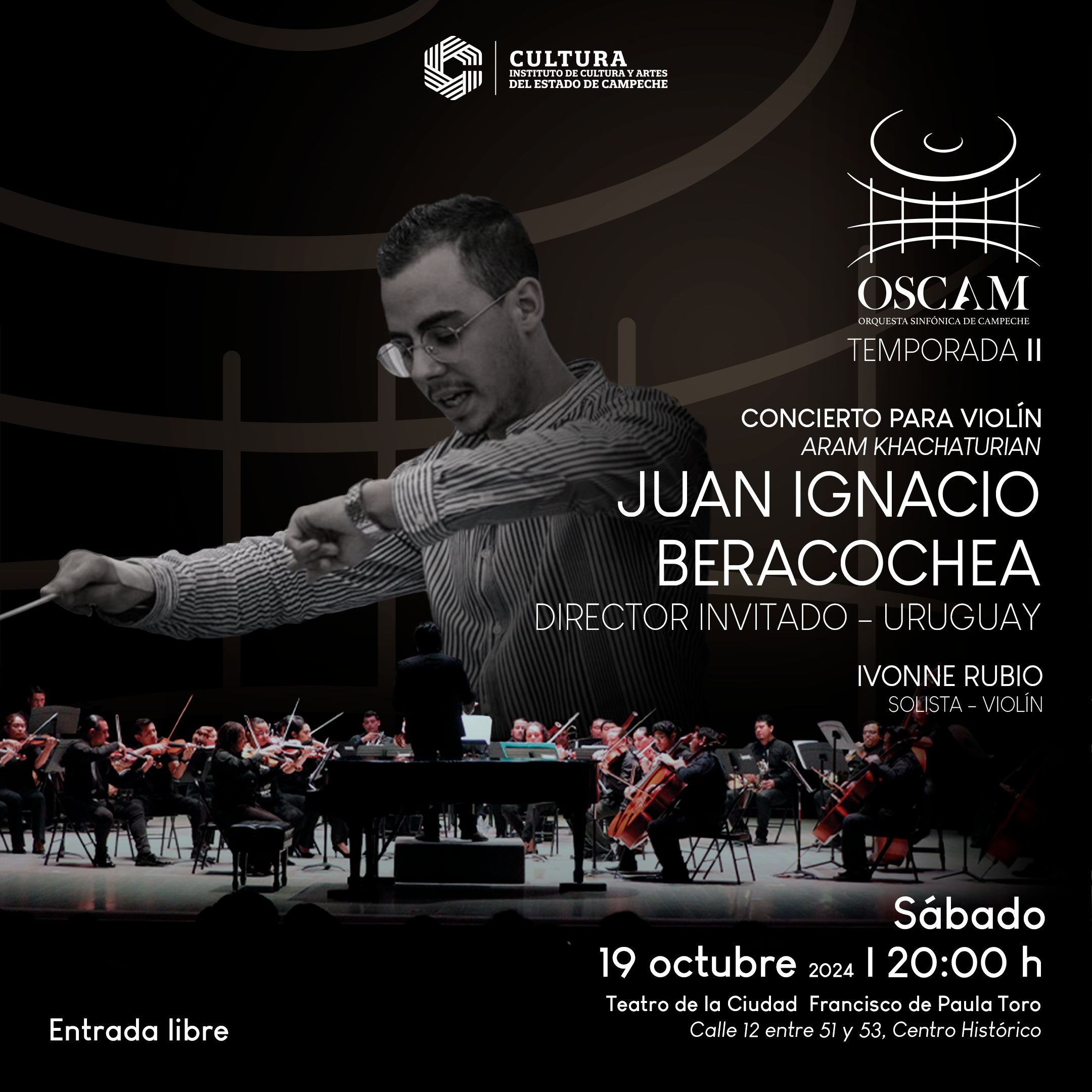 SINFONÍA DE CULTURAS: BERACOCHEA DIRIGIRÁ A LA OSCAM EN EL IV CONCIERTO DE TEMPORADA DE LA ORQUESTA SINFÓNICA DE CAMPECHE