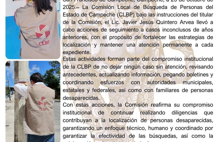 LA CLBP REALIZA ACCIONES DE SEGUIMIENTO A CASOS INCONCLUSOS DE AÑOS ANTERIORES