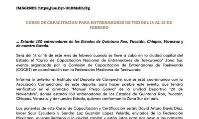 CURSO DE CAPACITACION PARA ENTRENADORES DE TKD DEL 14 AL 16 DE FEBRERO