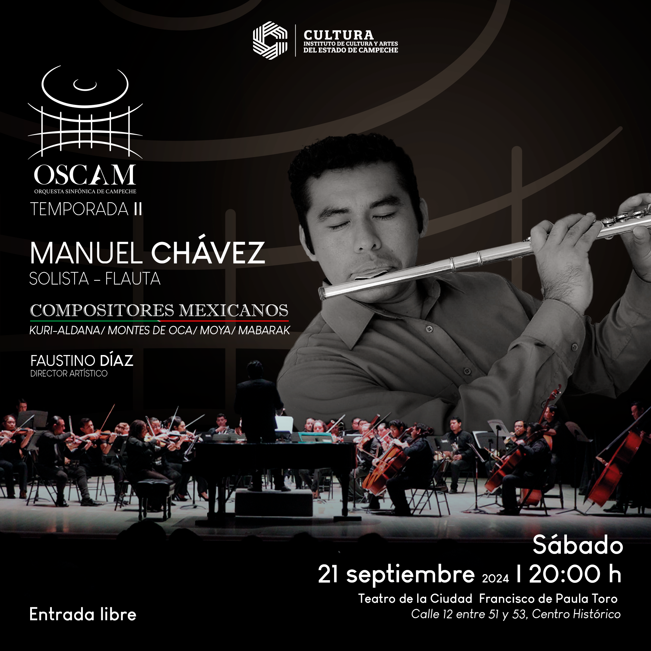 INSTITUTO DE CULTURA Y ARTES INVITA AL SEGUNDO CONCIERTO DE TEMPORADA DE LA ORQUESTA SINFÓNICA DE CAMPECHE