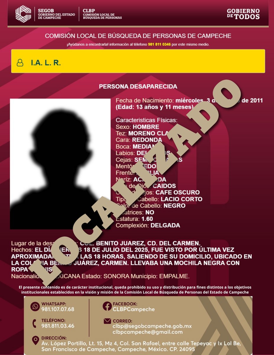 PERSONA LOCALIZADA