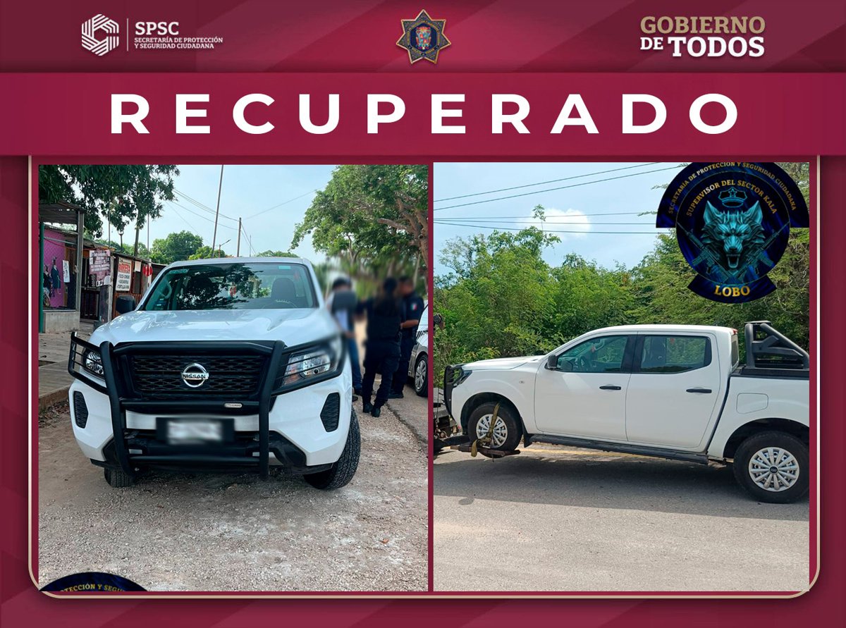 POLICIA ESTATAL ASEGURA CAMIONETA EN CASTAMAY
