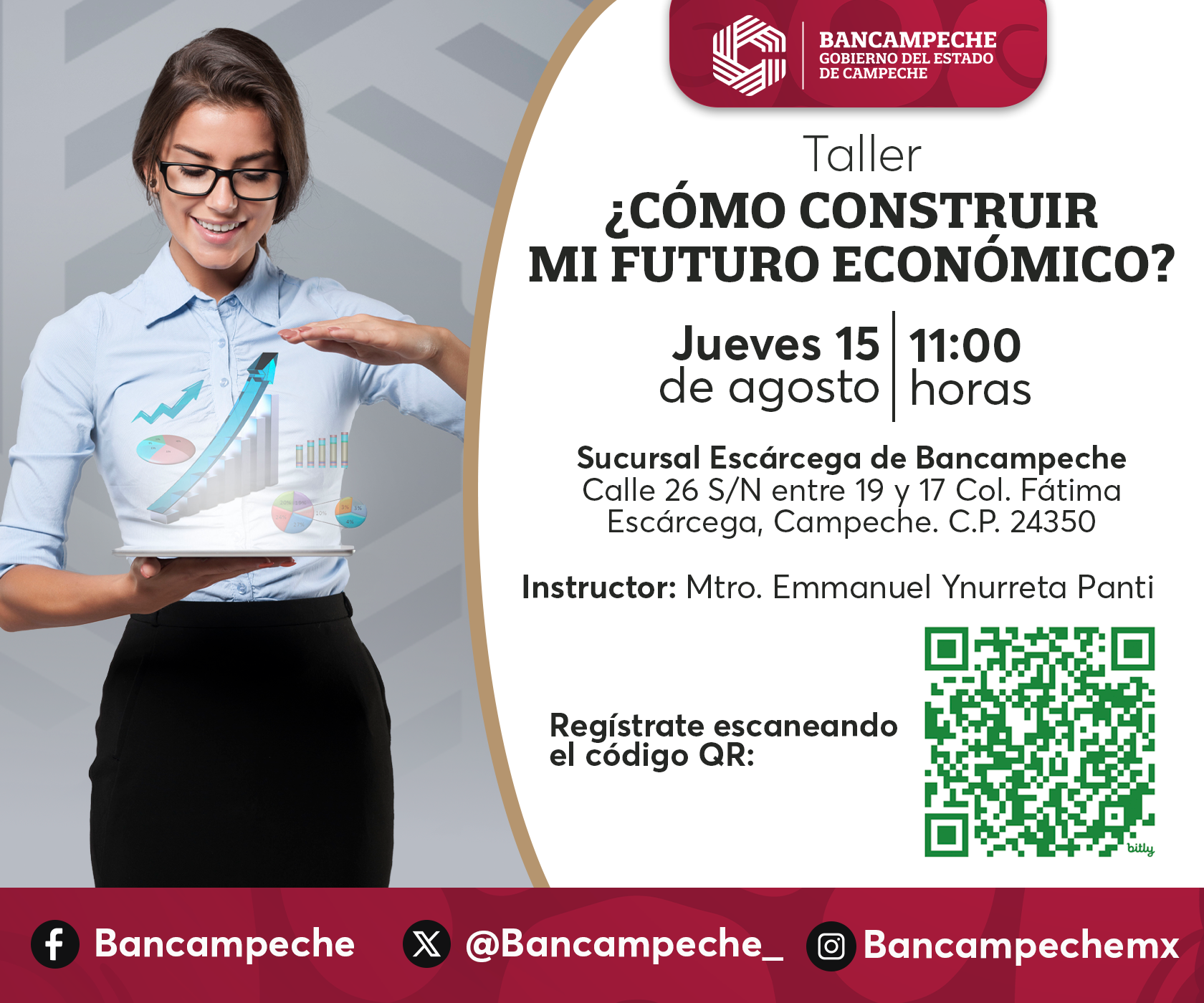 ¡ATENCIÓN, ESCÁRCEGA! BANCAMPECHE IMPARTIRÁ EL TALLER ¿CÓMO CONSTRUIR MI FUTURO ECONÓMICO?