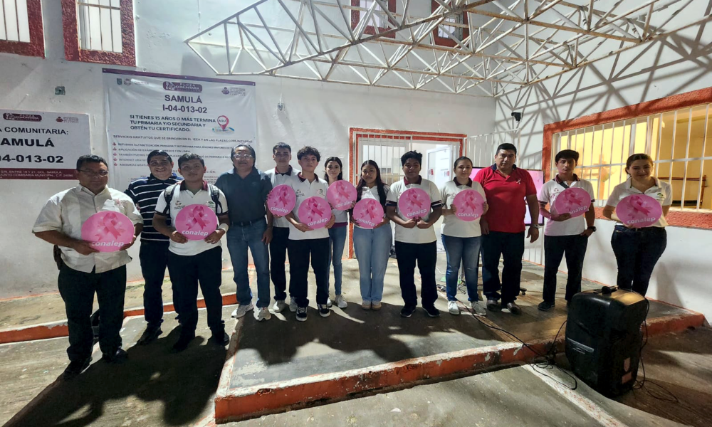 ALUMNOS CONALEP PLANTEL CAMPECHE BRINDAN SERVICIO EN COLONIA SAMULÁ ALUMNOS CAPACITAN EN COLONIA SAMULÁ SOBRE "PREVENCIÓN Y CANCÉR DE MAMA" BENEFICIO PARA COMUNIDAD DE SAMULÁ JUVENTUD ACTIVA, COMUNIDAD QUE PROGRESA