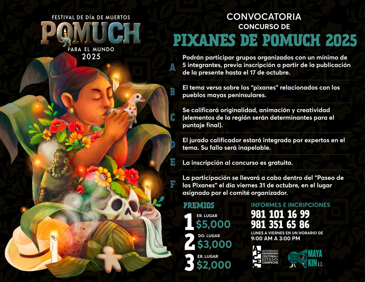 CONVOCAN A PARTICIPAR EN LAS ACTIVIDADES DEL FESTIVAL DE DÍA DE MUERTOS “POMUCH PARA EL MUNDO” 2025