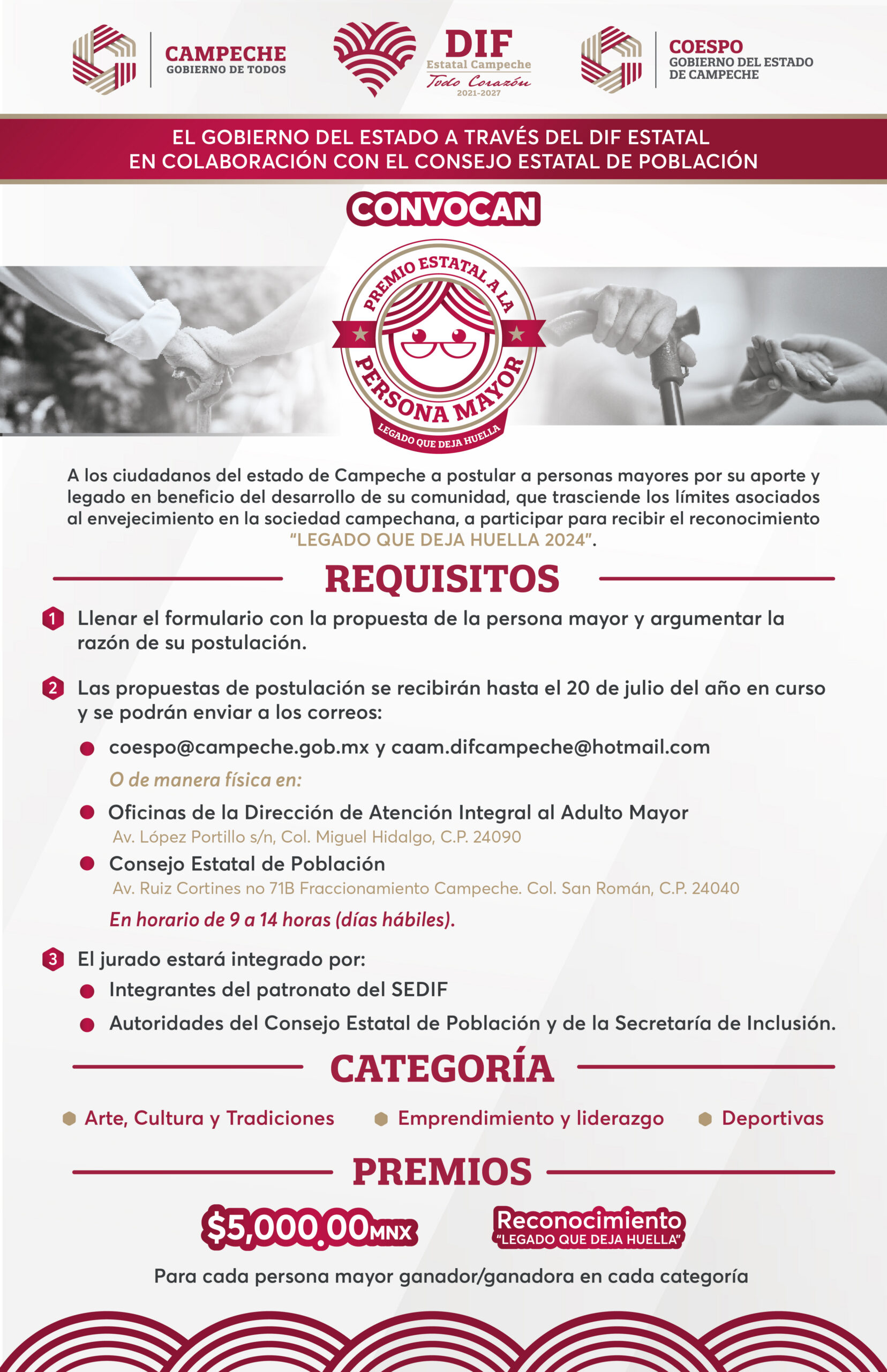PRESENTAN CONVOCATORIA PREMIO ESTATAL DEL ADULTO MAYOR “LEGADO QUE DEJA HUELLA”