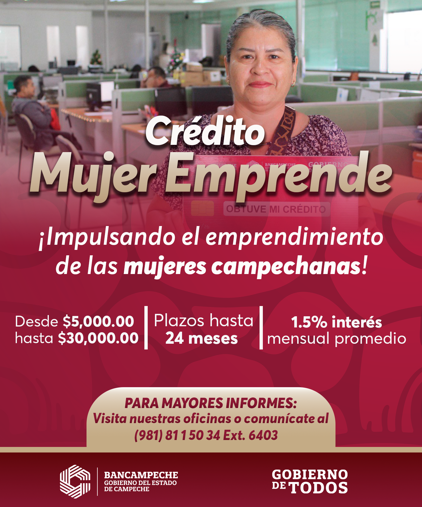 ACÉRCATE A BANCAMPECHE Y CONOCE EL CRÉDITO MUJER EMPRENDE