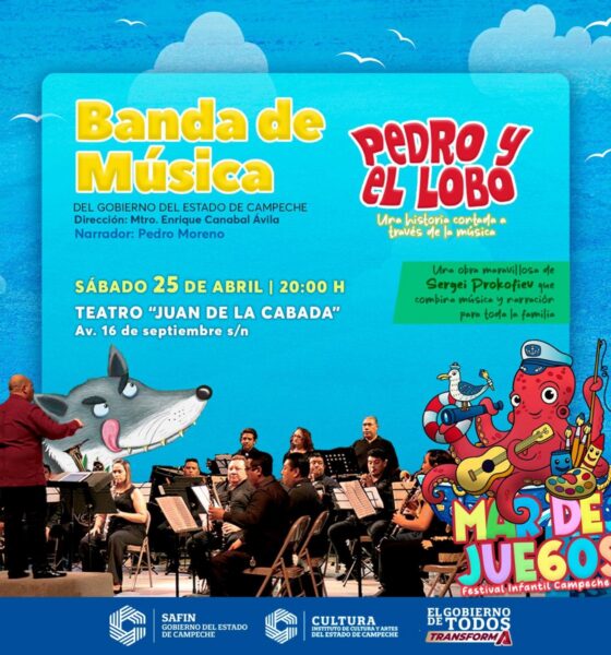 BANDA DE MÚSICA DEL GOBIERNO DEL ESTADO PRESENTA “PEDRO Y EL LOBO” EN EL FESTIVAL INFANTIL CAMPECHE 2026