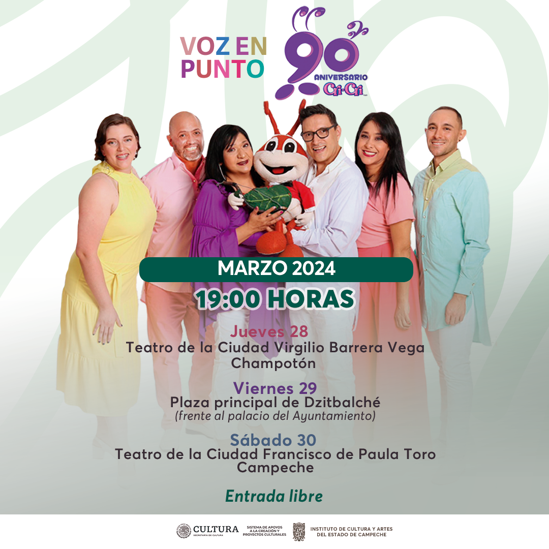 EL ENSAMBLE CORAL VOZ EN PUNTO CELEBRA 90 AÑOS DE CRI-CRI CON TRES CONCIERTOS EN CAMPECHE