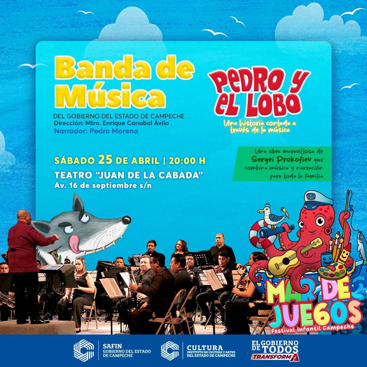 BANDA DE MÚSICA DEL GOBIERNO DEL ESTADO PRESENTA “PEDRO Y EL LOBO” EN EL FESTIVAL INFANTIL CAMPECHE 2026