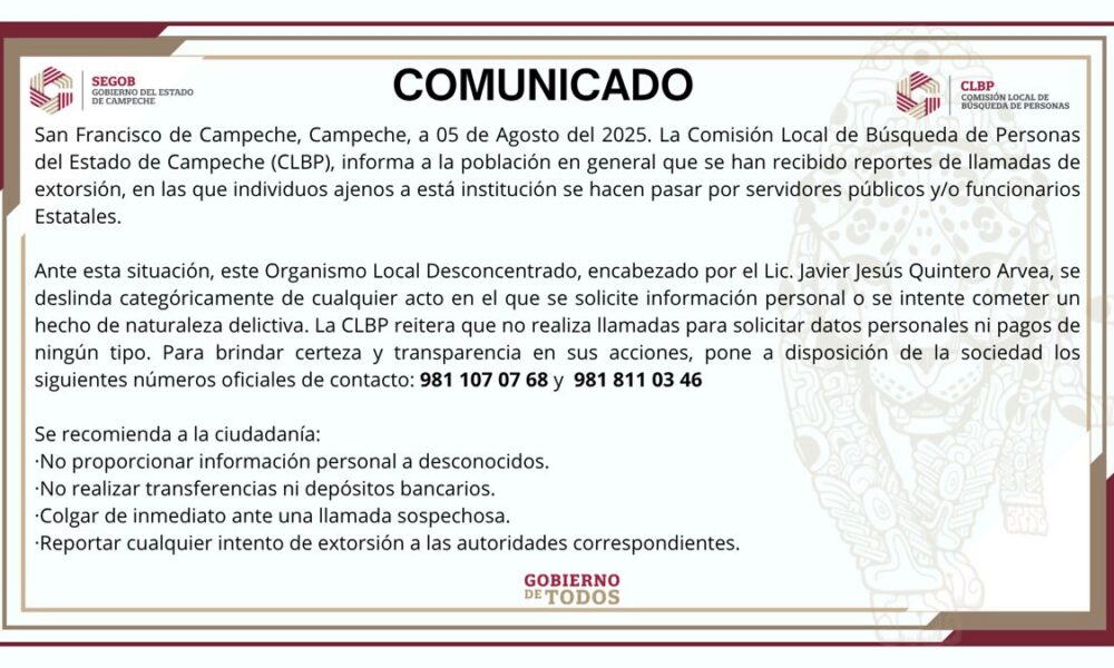 CLBP ADVIERTE SOBRE LLAMADAS DE EXTORSIÓN EN NOMBRE DE LA INSTITUCIÓN