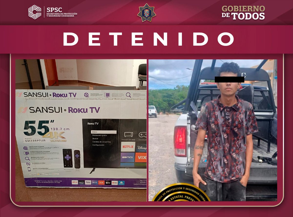 DETENIDO POR ROBAR TELEVISOR EN COLONIA LEOVIGILDO GÓMEZ