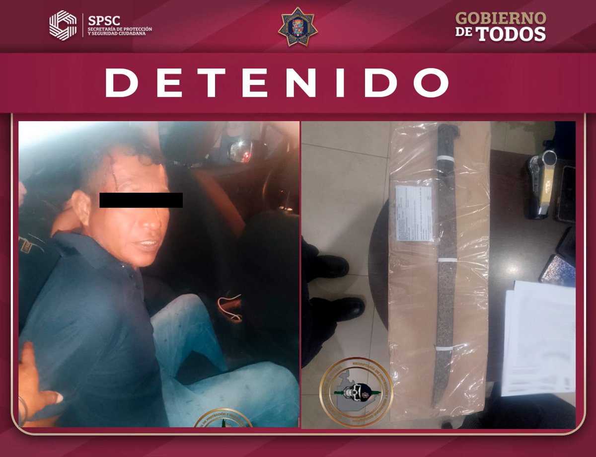SUJETO DETENIDO POR AMENAZAS CON ARMA BLANCA