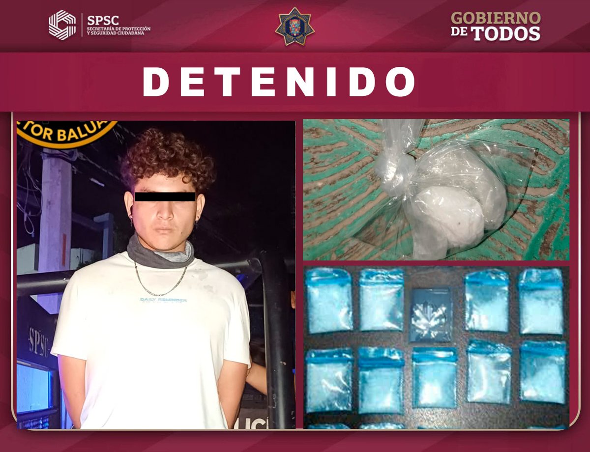 POLICÍA ESTATAL DETIENE A UN HOMBRE POR PRESUNTA POSESIÓN DE SUSTANCIA ILÍCITA EN CAMPECHE