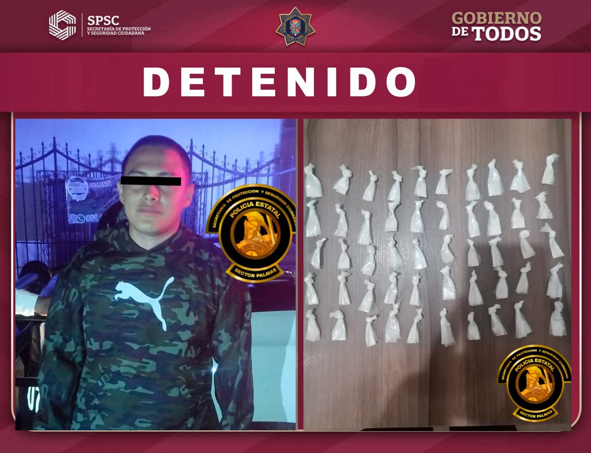 ACCIONES DE VIGILANCIA CONTINÚAN DANDO RESULTADOS: DETIENEN A MASCULINO POR POSESIÓN DE PRESUNTA SUSTANCIA PROHIBIDA EN LA COLONIA SAN RAFAEL