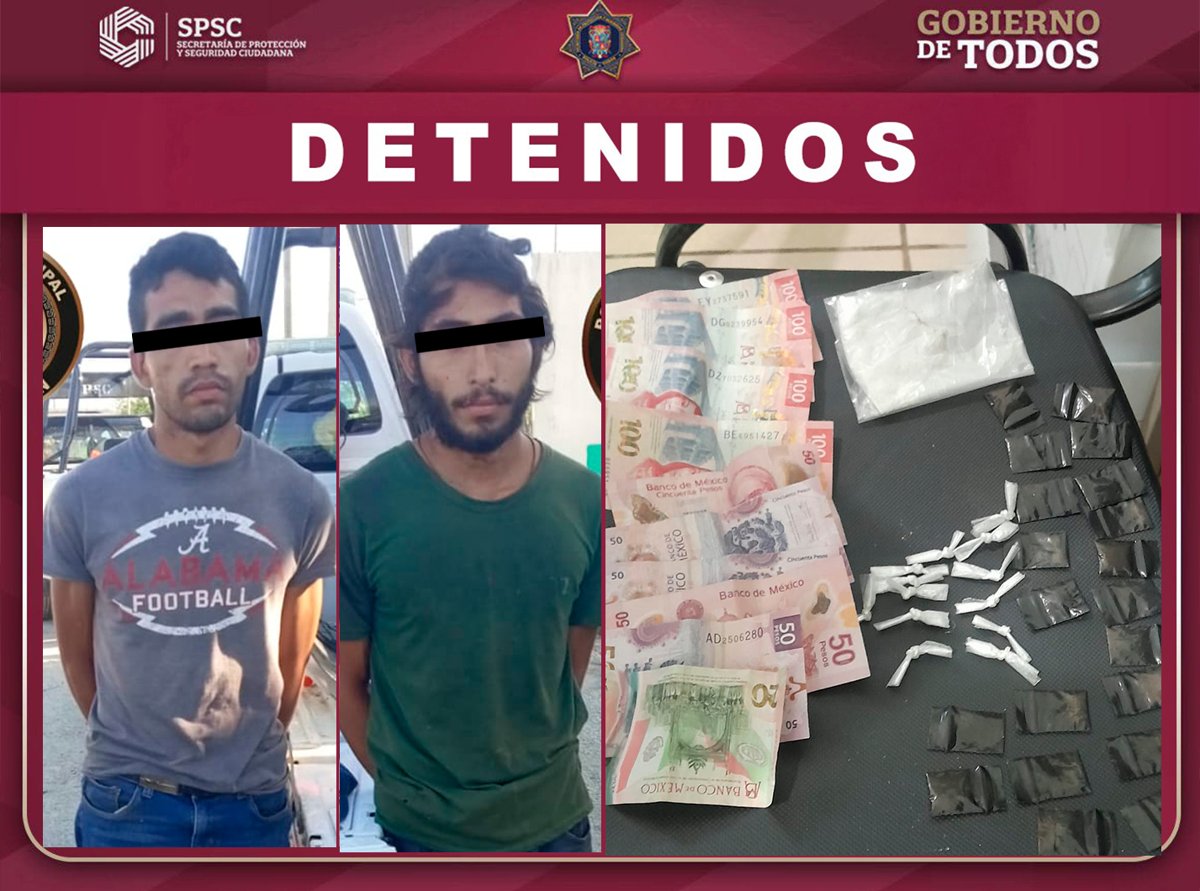 DETENIDOS EN CHAMPOTÓN POR POSEER PRESUNTAS SUSTANCIAS ILEGALES