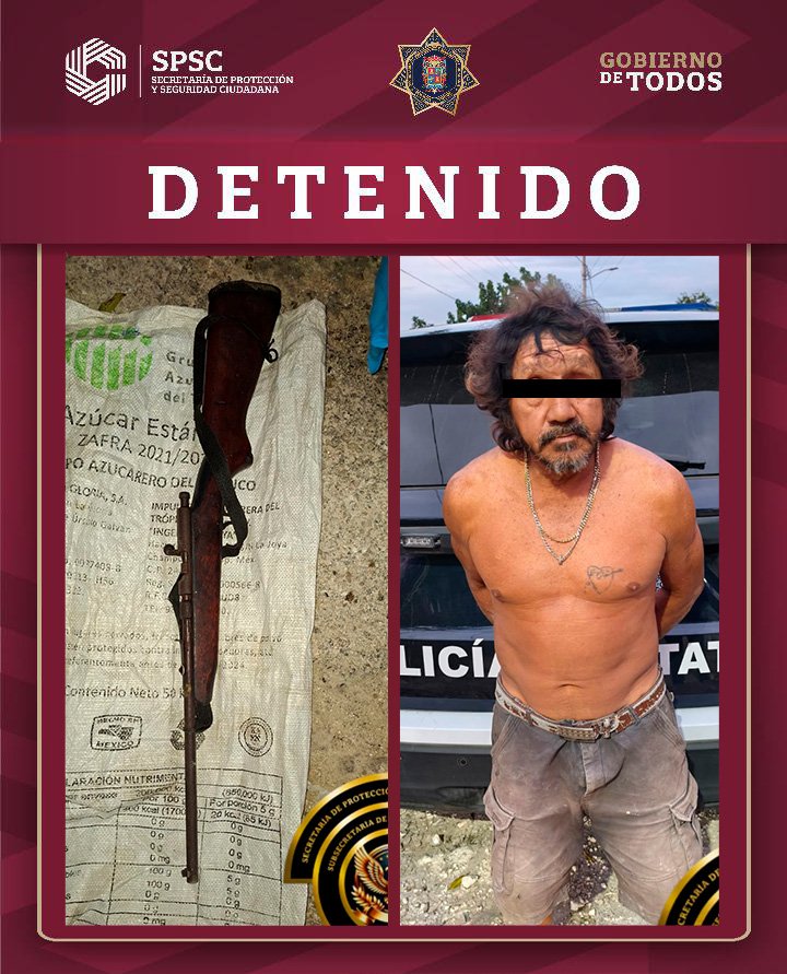 DETENIDO POR PORTAR UN ARMA DE FUEGO Y AMENAZAR A UNA CIUDADANA