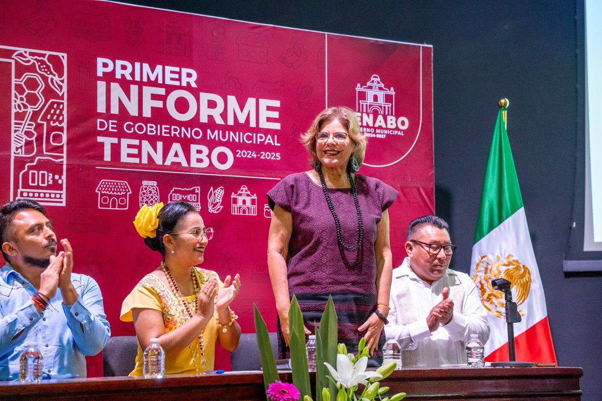 RINDE PRESIDENTA MUNICIPAL DE TENABO SU PRIMER INFORME DE ACTIVIDADES CON RESPALDO DEL GOBIERNO DEL ESTADO
