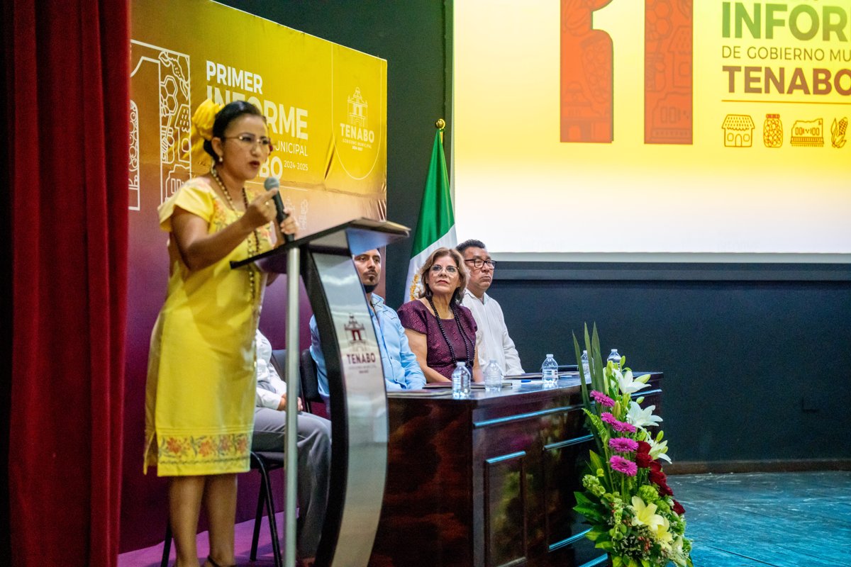 RINDE PRESIDENTA MUNICIPAL DE TENABO SU PRIMER INFORME DE ACTIVIDADES CON RESPALDO DEL GOBIERNO DEL ESTADO