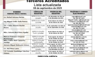 SE EMITE LISTA DE TERCEROS ACREDITADOS VIGENTE