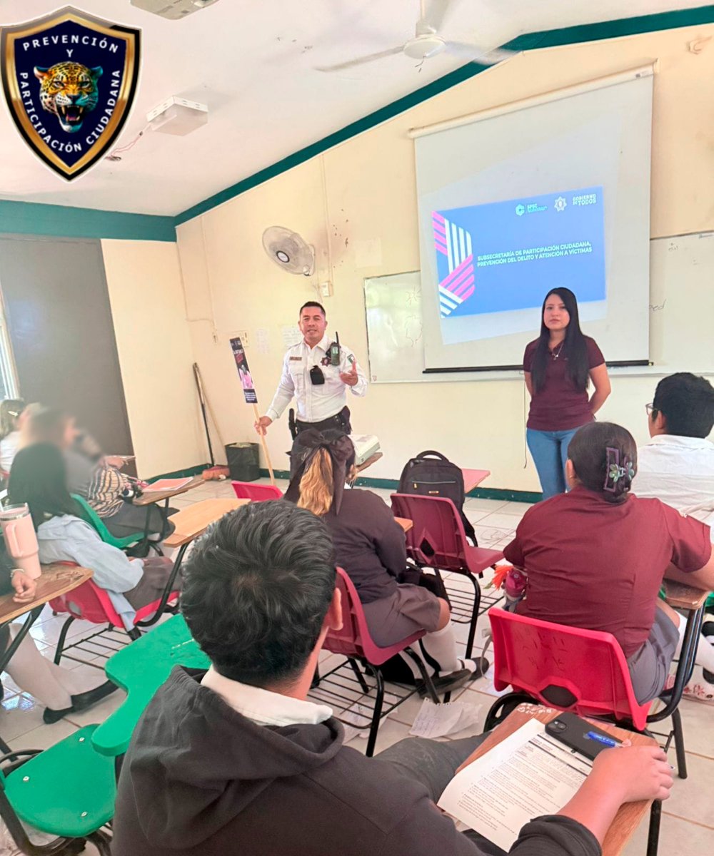 POLICÍA ESTATAL IMPARTE PLÁTICAS DE PREVENCIÓN EN EL EMSAD DE CHINÁ