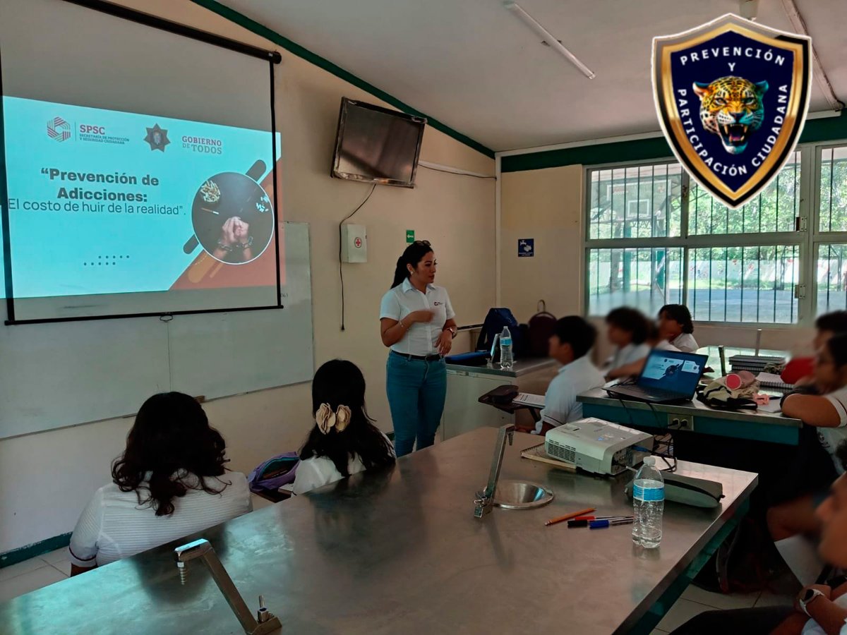 POLICÍA ESTATAL IMPARTE PLÁTICAS DE PREVENCIÓN EN EL EMSAD DE CHINÁ