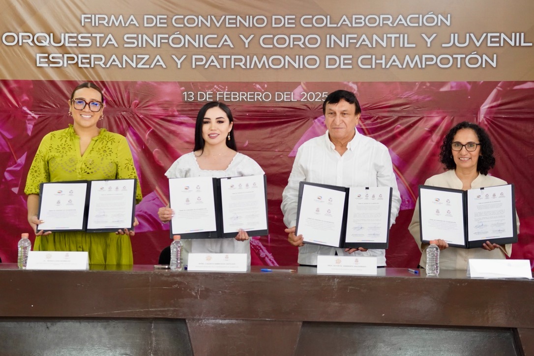 FIRMAN CONVENIO DE COLABORACIÓN PARA CONTINUACIÓN DE PROYECTO DE ORQUESTA SINFÓNICA Y COROS INFANTILES EN CHAMPOTÓN
