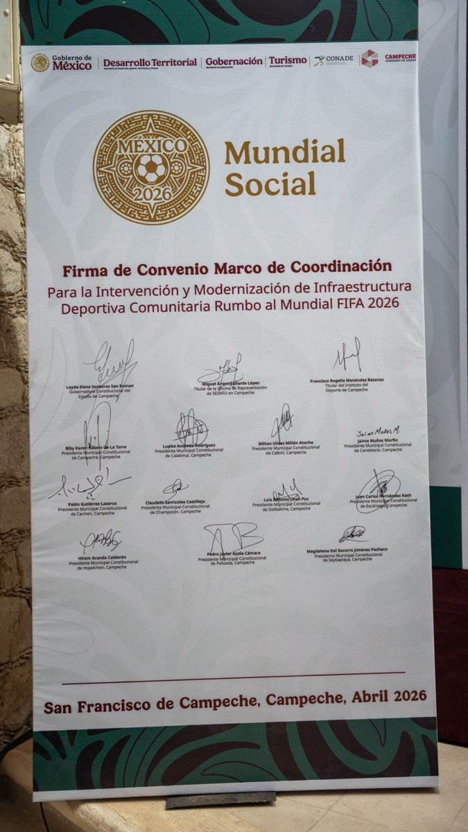 GOBIERNO DE CAMPECHE FIRMA CONVENIO PARA MODERNIZAR 38 ESPACIOS DEPORTIVOS RUMBO AL MUNDIAL FIFA 2026