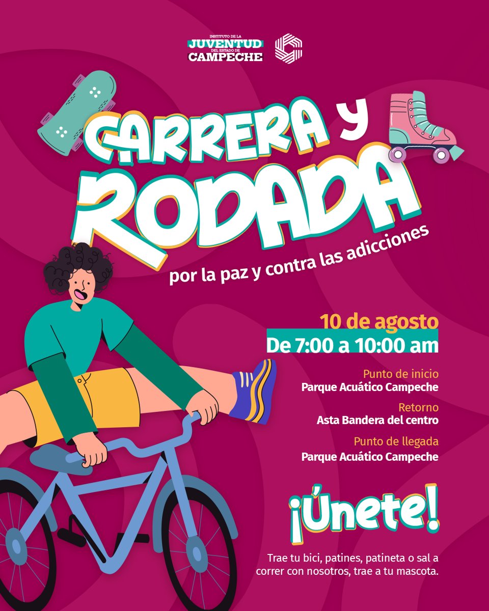 INJUCAM INVITA A LA CARRERA Y RODADA POR LA PAZ Y CONTRA LAS ADICCIONES