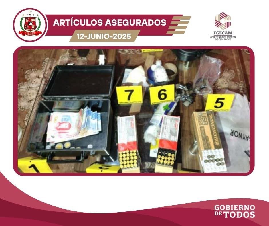 ELEMENTOS DE LA FISCALÍA GENERAL DEL ESTADO DE CAMPECHE REALIZARON UN CATEO EL 12 DE JUNIO DE 2025 EN UN INMUEBLE UBICADO EN LA COLONIA LAURELES, DEL MUNICIPIO DE CHAMPOTÓN, CAMPECHE