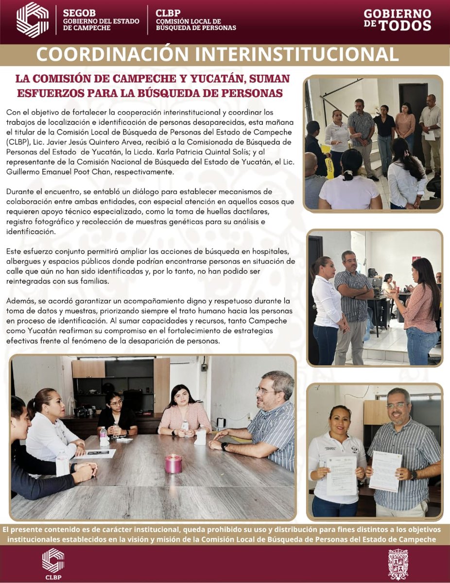 LA COMISIÓN DE CAMPECHE Y YUCATÁN SUMAN ESFUERZOS PARA APOYAR EN LA BÚSQUEDA DE PERSONAS