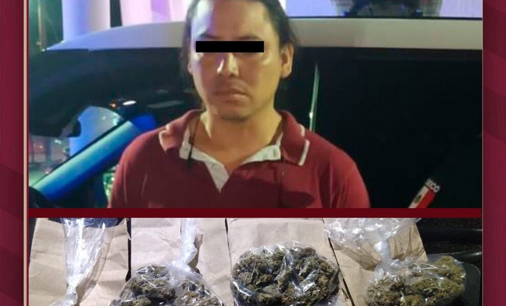 POLICÍA ESTATAL ASEGURA A SUJETO CON PRESUNTO ENERVANTE
