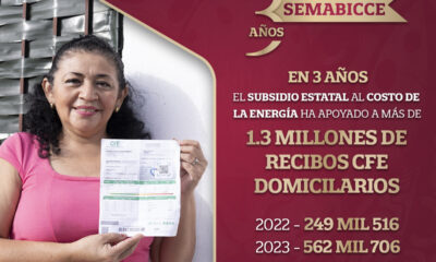 MÁS DE 1.3 MILLONES DE RECIBOS DE LUZ APOYADOS CON SUBSIDIO ESTATAL