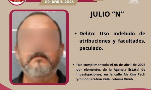 CUMPLIMENTA FGECAM CUATRO ÓRDENES DE APREHENSIÓN POR DIVERSOS DELITOS