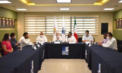 Reunión De Trabajo Entre Titular De La Sedeco, Fernando Gamboa Rosas, El Consejo Coordinador Empresarial Y El Presidente Del Fideicomiso De 2% Sobre Nómina, Ricardo Luis Gómez