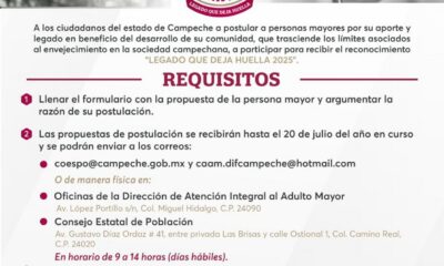 LANZAN CONVOCATORIA PREMIO ESTATAL A LA PERSONA MAYOR “LEGADO QUE DEJA HUELLA”