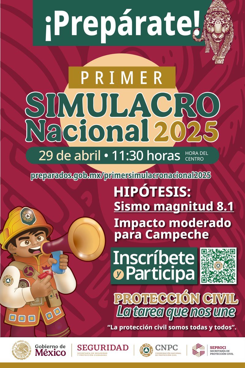 SE INVITA A PARTICIPAR EN EL PRIMER SIMULACRO NACIONAL 2025
