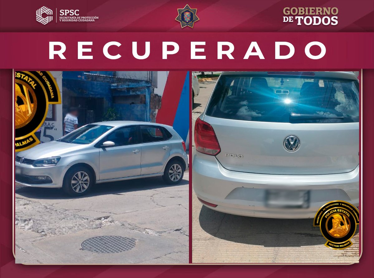 ASEGURA LA SPSC VEHÍCULO CON REPORTE DE ROBO EN LA COLONIA ESPERANZA