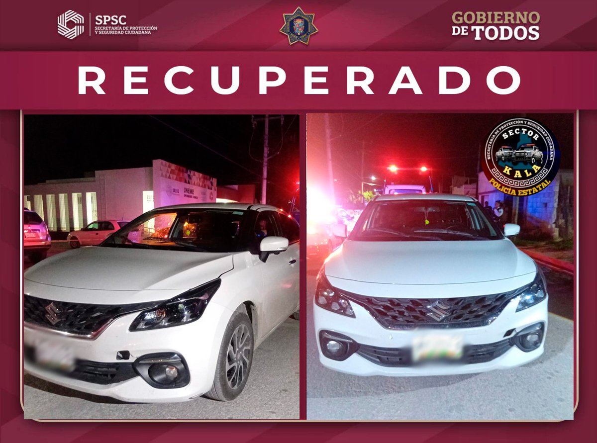 POLICÍA ESTATAL RECUPERA VEHÍCULO CON REPORTE DE ROBO EN CAMPECHE