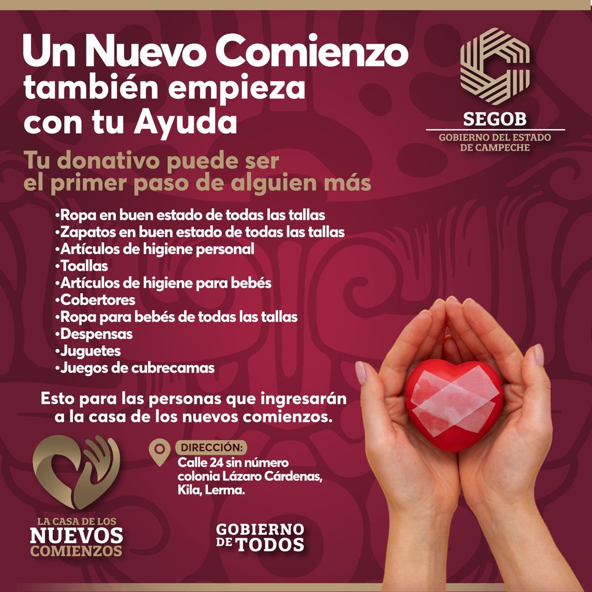 CASA DE LOS NUEVOS COMIENZOS “U NAJIL TÚMBEN CHÚUNUL” SOLICITA APOYO SOLIDARIO PARA PERSONAS EN REINSERCIÓN SOCIAL