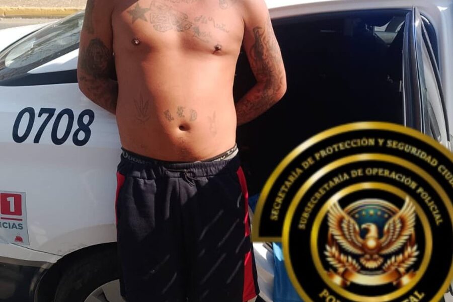SPSC ASEGURA A SUJETO EN POSESIÓN DE PRESUNTA DROGA EN LA CAPITAL DEL ESTADO