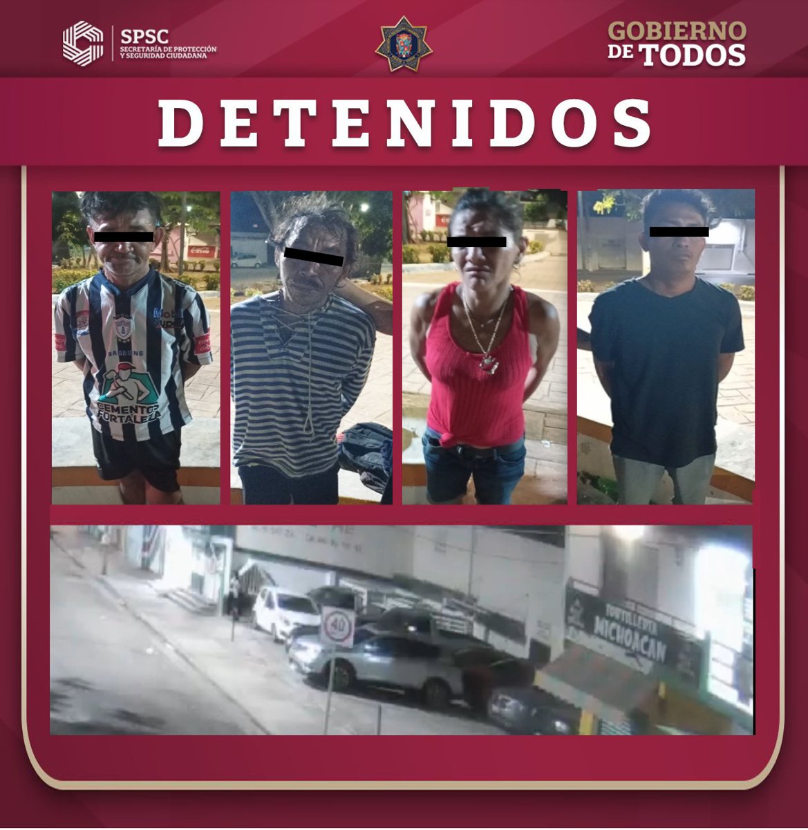 4 DETENIDOS TRAS INTERVENCIÓN DEL C5 POR ROBO A INTERIOR DE VEHÍCULO EN CAMPECHE
