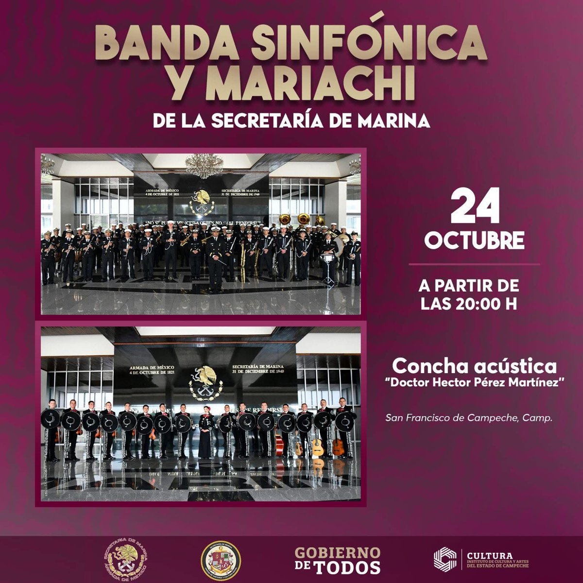 LA BANDA SINFÓNICA Y MARIACHI DE LA SECRETARÍA DE MARINA SE PRESENTARÁ EN LA CONCHA ACÚSTICA
