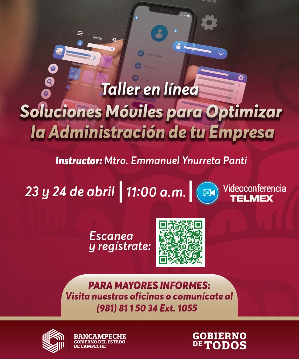BANCAMPECHE INVITA AL TALLER EN LÍNEA: SOLUCIONES MÓVILES PARA OPTIMIZAR LA ADMINISTRACIÓN DE TU EMPRESA