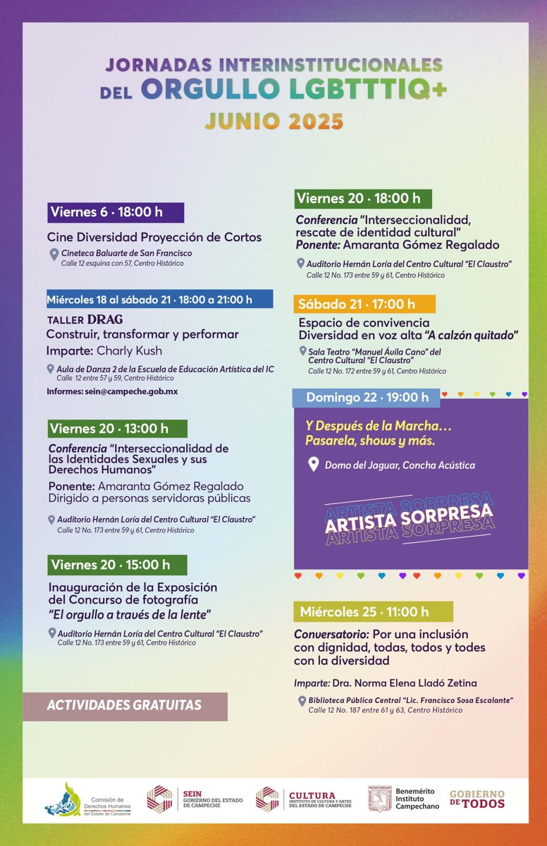 CAMPECHE CELEBRARÁ EL ORGULLO CON INCLUSIÓN Y DIGNIDAD: PRESENTAN CARTELERA IMPULSADA POR LA SECRETARÍA DE INCLUSIÓN