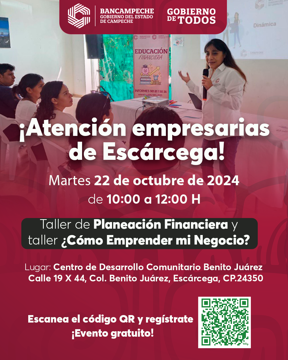 BANCAMPECHE INVITA A EMPRESARIAS Y EMPRENDEDORAS DE ESCÁRCEGA, A LOS TALLERES "PLANEACIÓN FINANCIERA" Y "¿CÓMO EMPRENDER MI NEGOCIO?"