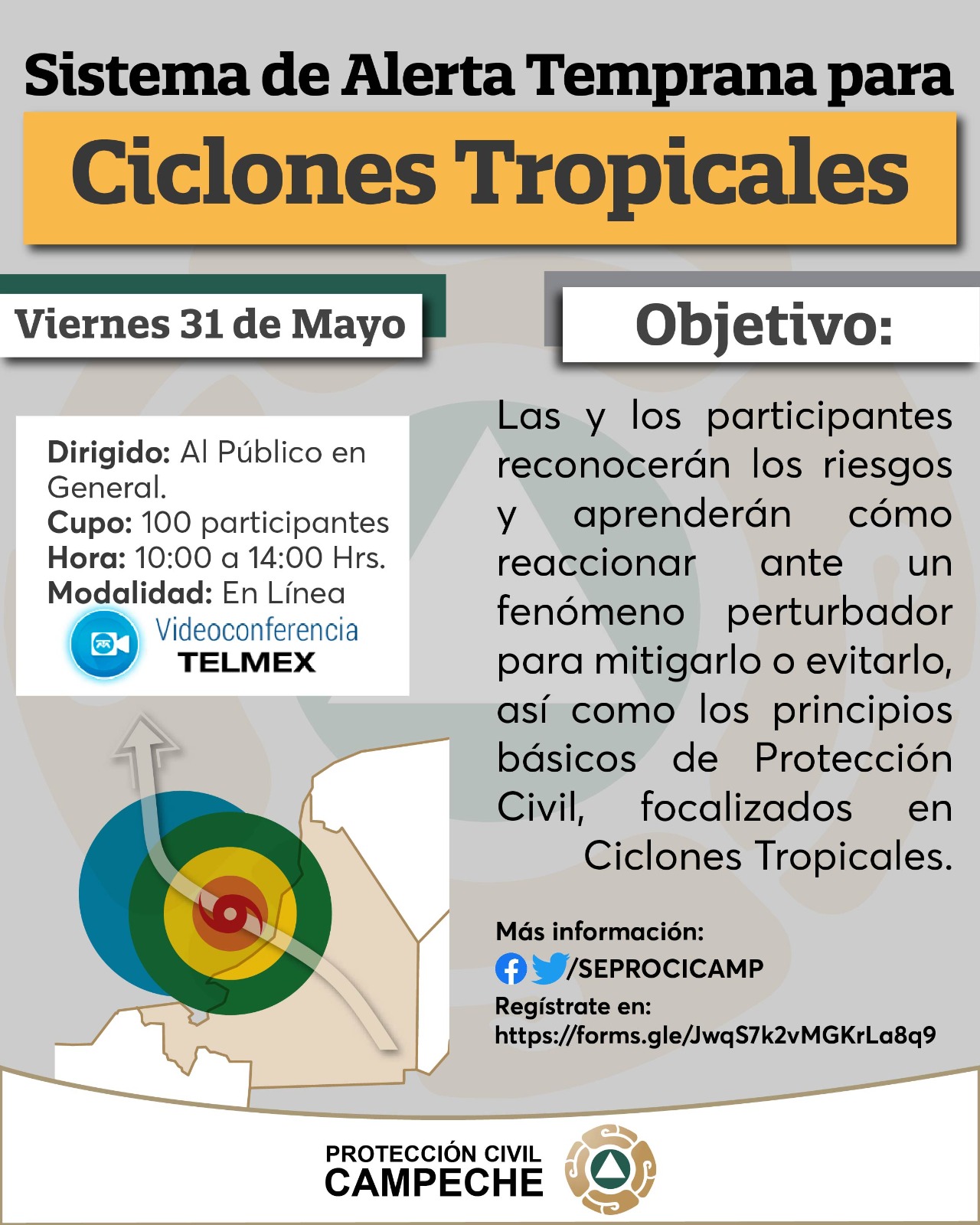 SE IMPARTIRÁ EL CURSO DE SISTEMA DE ALERTA TEMPRANA PARA CICLONES TROPICALES